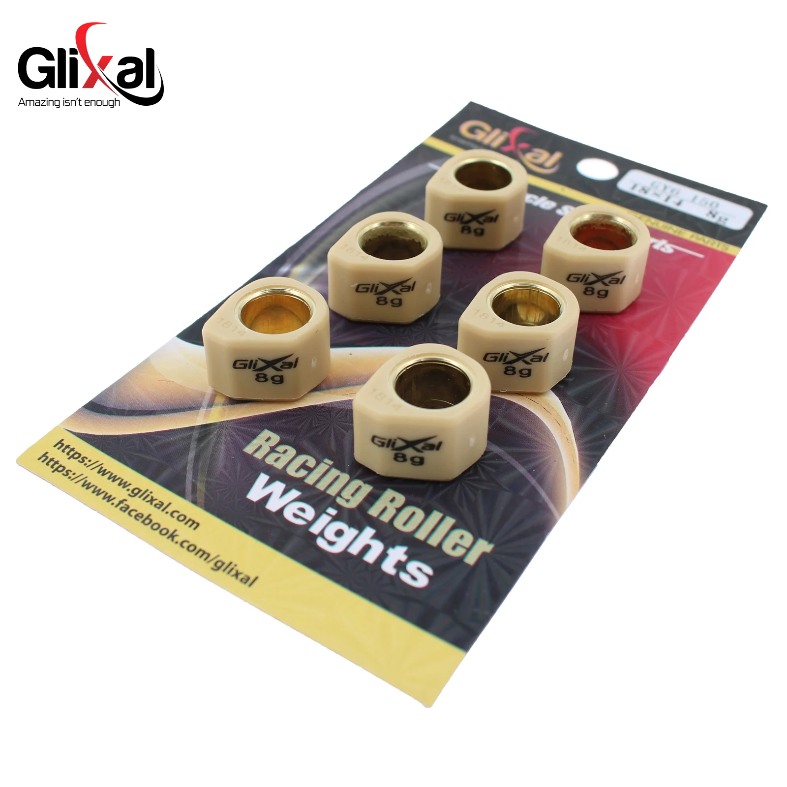 

Glixal 18x14mm High Performance Racing Sliding Roller Weights, Polygon Variator Sliders 152QMI 157QMJ GY6 125cc 150cc Scooter