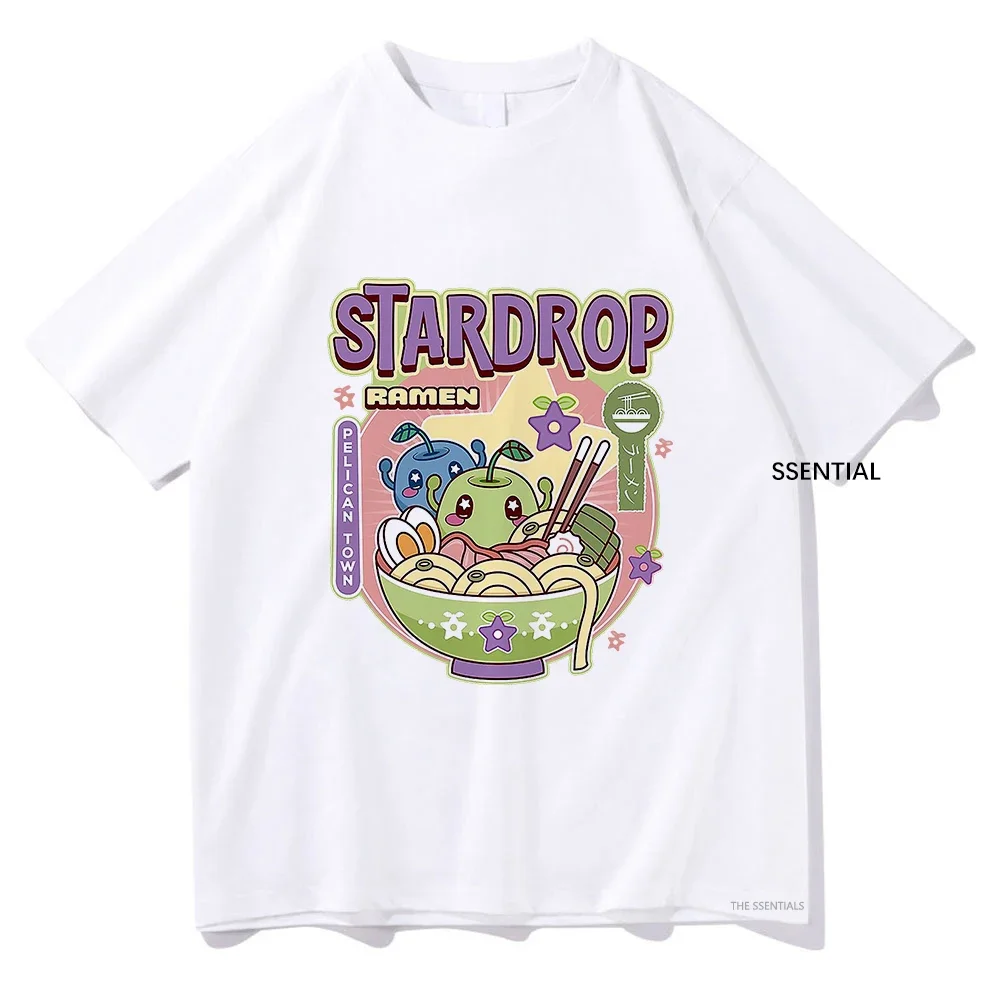 Anime Stardew Valley T Shirt Vintage Tops Junimos Ramen Men/Women Aesthetic T-Shirt Unisex High Quality Tees Kawaii Shirt