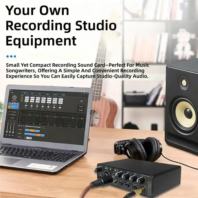 

Professional USB Sound Sound Card Monitor with 24-Bit/192 kHz Converter for Guitar Recording Live Broadcasting F19E