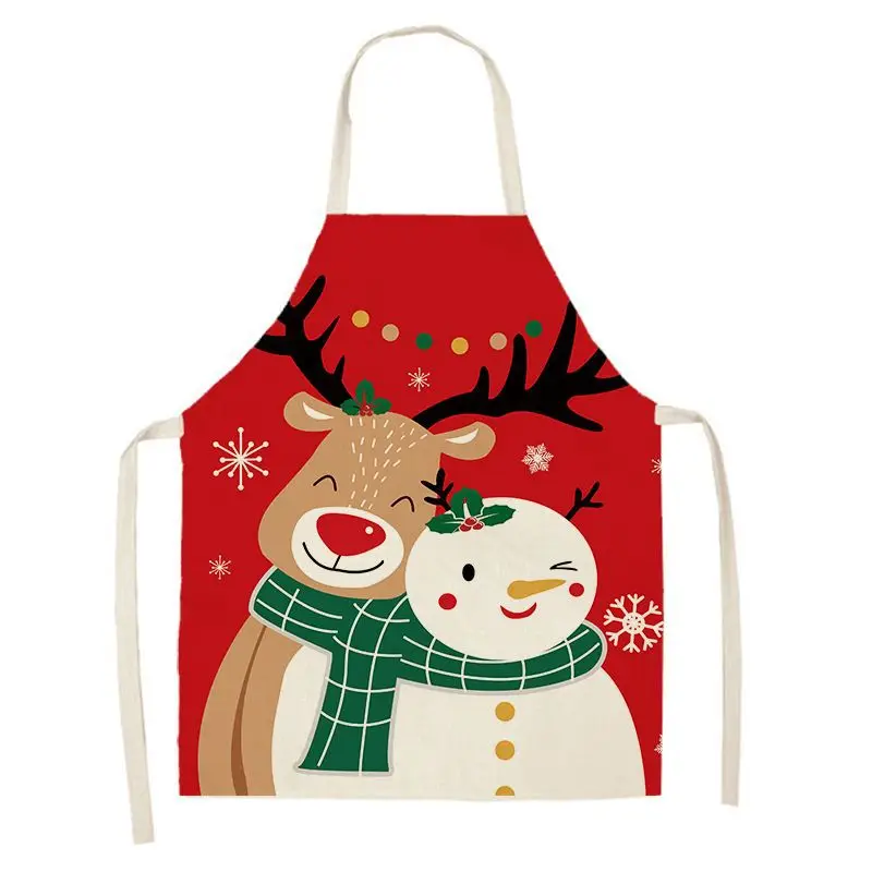 Christmas Apron Holiday Party Decoration Linen Oil and Stain Resistant Kitchen Cleaning Tools Home Supplies