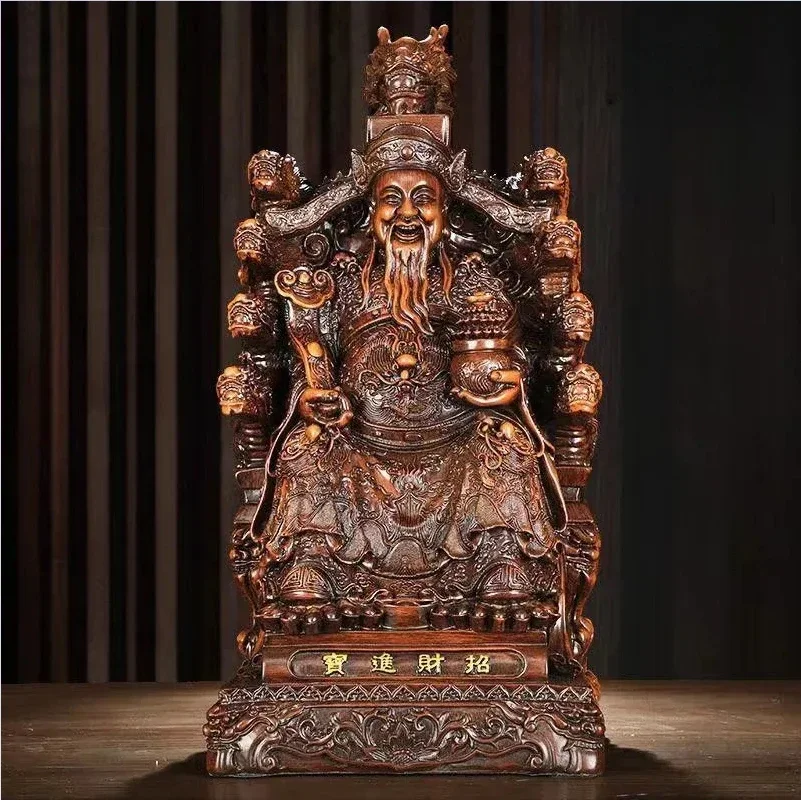 Mascot Inviting Wealth God of Fortune Ornaments, Home Living Room Buddha Statue Treasure Opening Sculptures