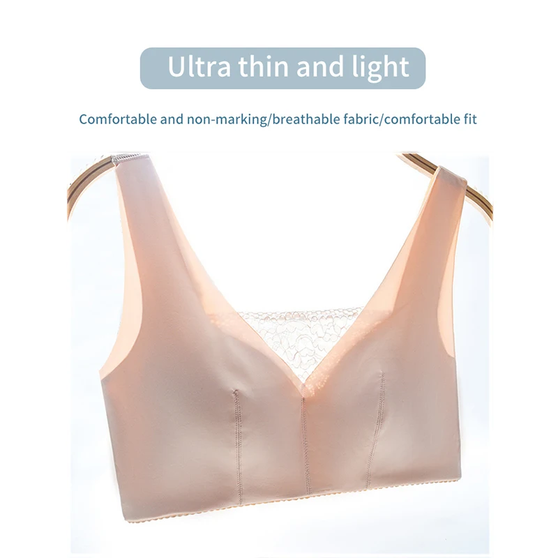 LERVANLA 2047 Bralettes for Women V-Neck Mastectomy Bras with Adjustable Strap Bra Seamless Bra for Everyday Artificial Prosthes