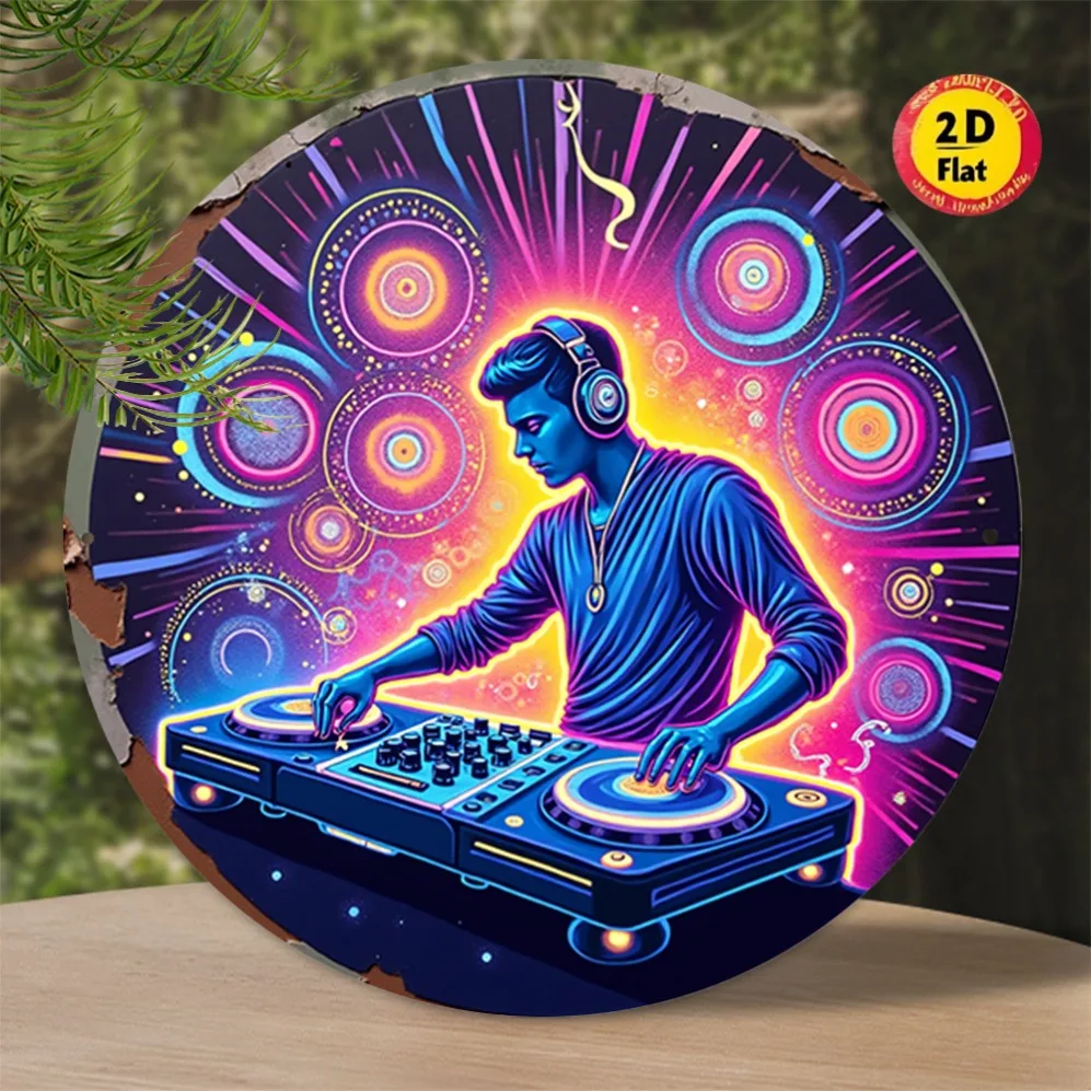 

2D плоский круглый алюминиевый арт | Винтажный стерео креативный дизайн с водным пейзажем | Универсальный декор для дома, ресторана