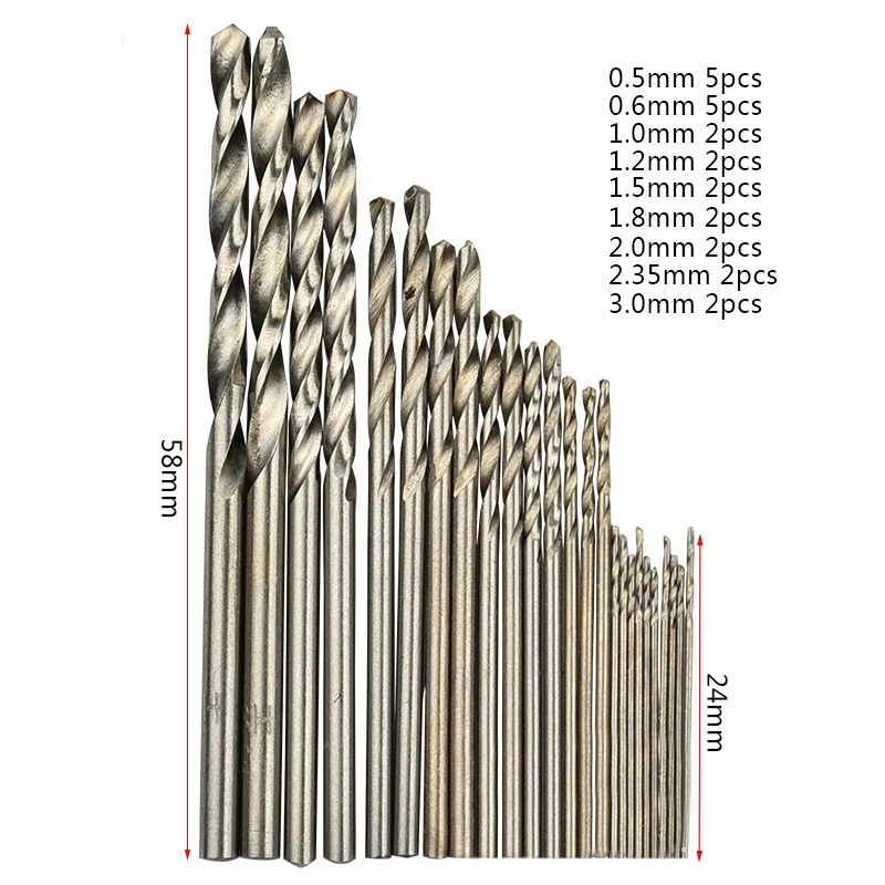 25 Pcs HSS Drilling Bits Set 0.5mm~3mm High Speed Steel Pcb Mini Drill Jewelry Tools For Dremel Bit 