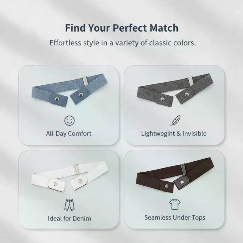 Fashion Easy To Wear Invisible Belt Stretch: Elastic Canvas Waist Band Adjustable Buckle-Free Fashion Wear