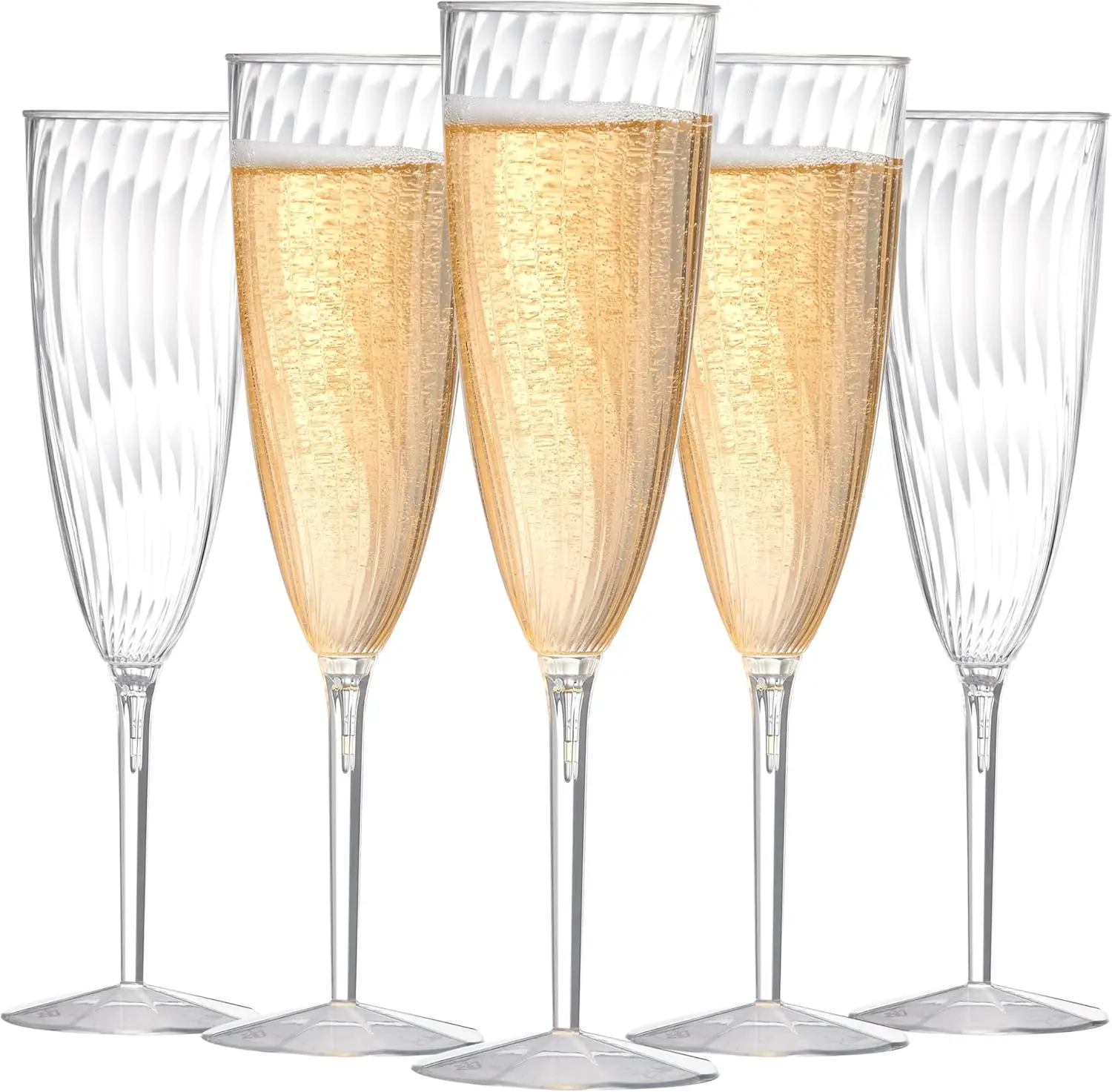 

24Pcs Clear Plastic Champagne Flutes, 6 Oz Disposable Wine Glasses for Party, Wedding, Holiday, Picnic, Cocktail & Toasting