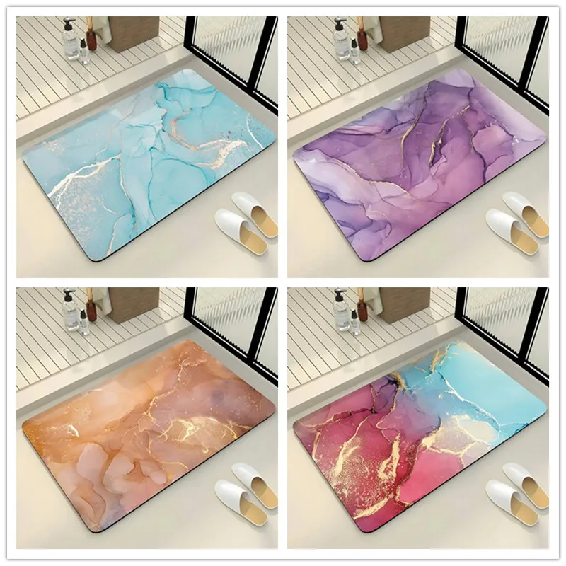 Diatom Mud Stone Pattern Super Absorbent Bath Mats Anti Slip Shower Bathroom Carpet Quick Dry Floor Mat Waterproof Toilet Rug