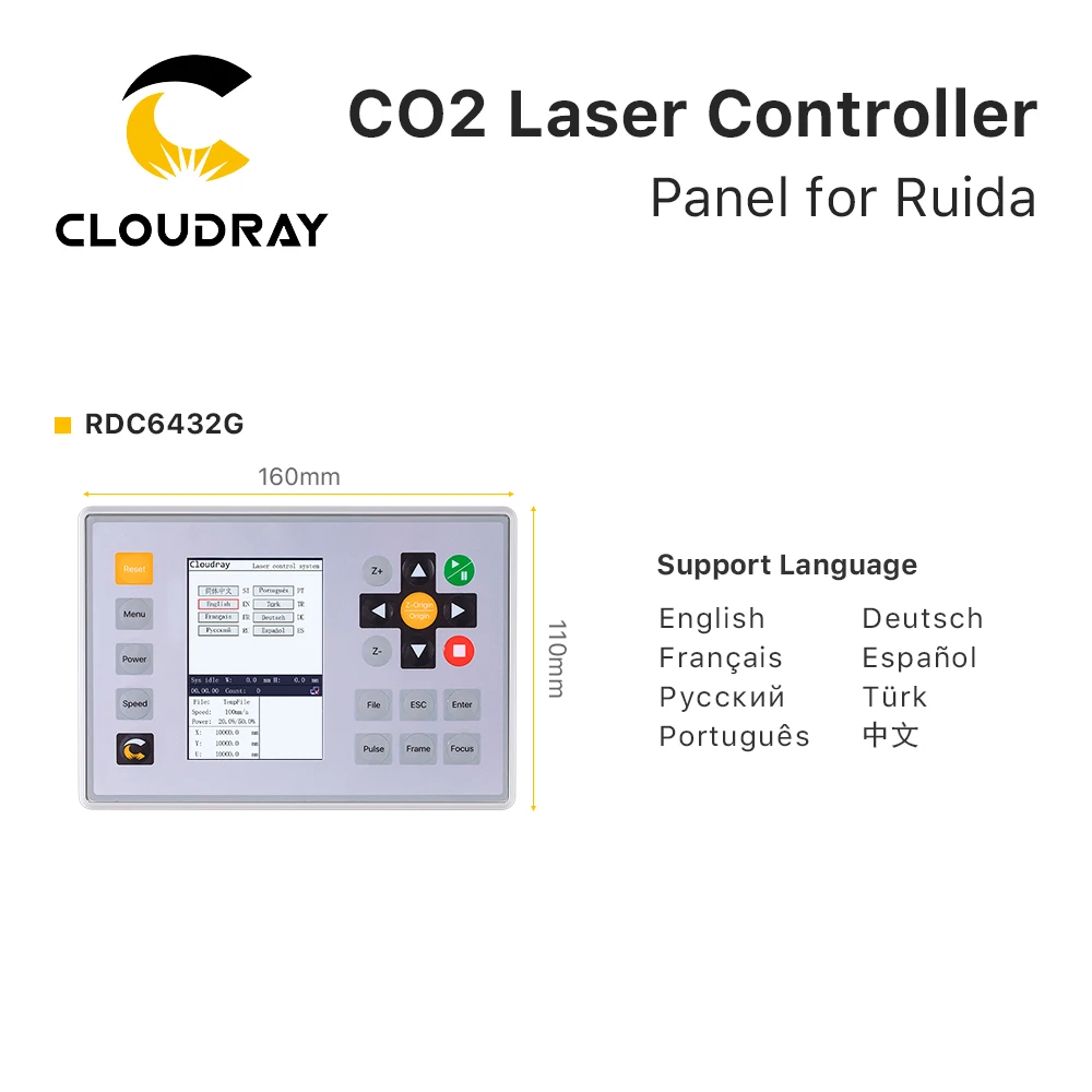 Cloudray-Panel Controlador láser CO2 para máquina de corte láser, pantalla para Ruida RDC6445G RDC6442S RDC6432G RDC6332G/M RDLC320-A, CNC