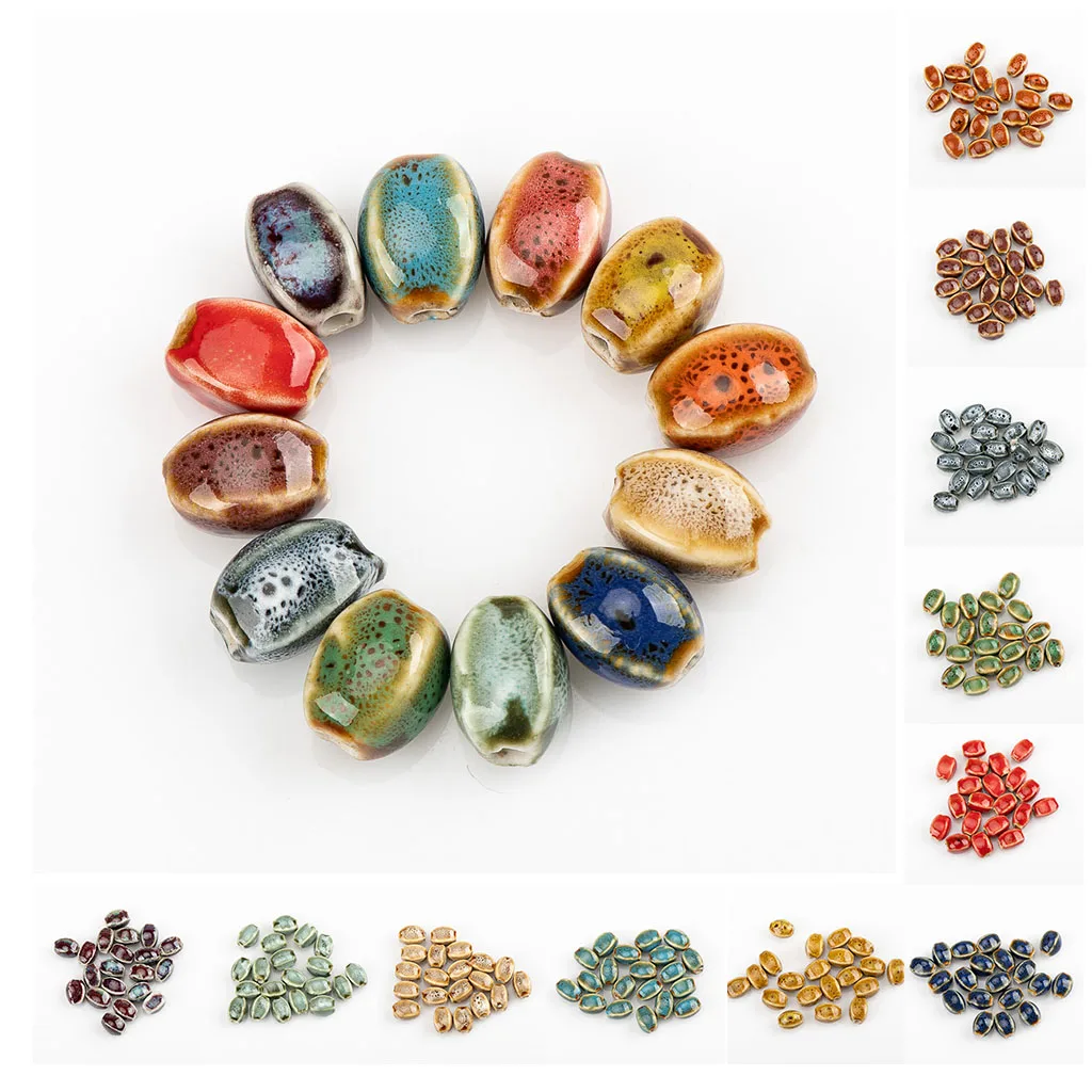 13# 20pcs Special Ceramic DIY Beads Unique Shape Scattered Beads Colorful Glaze Bead 13X10mm #A221B
