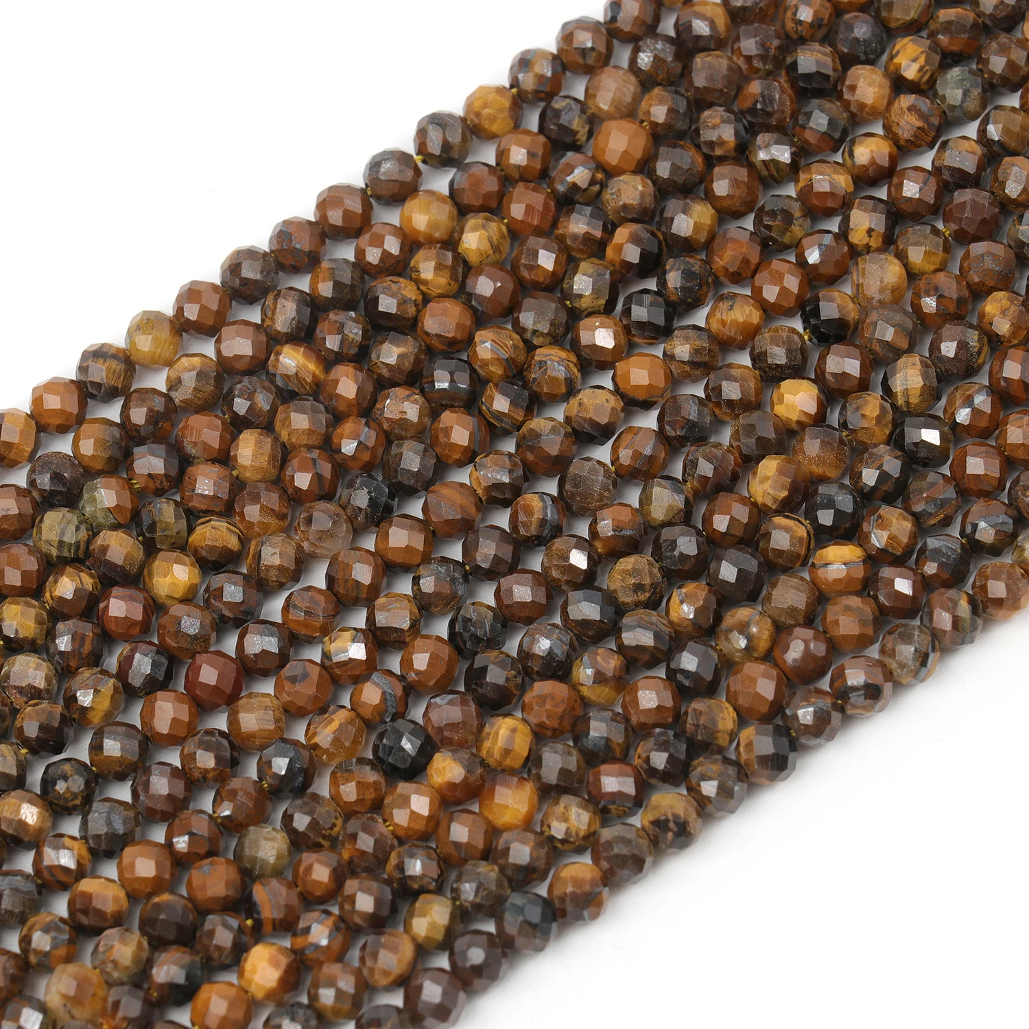 Großhandel Facettierte 2 3 4mm Naturstein Gelbe Tigerauge Perlen Runde Kleine Lose Perlen für Schmuckherstellung DIY Armband Halskette – Detail 2