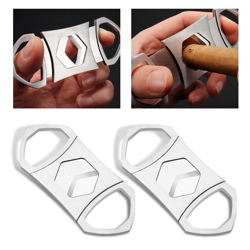 

Stainless Steel Cigar Cutter Smoke Accessories Gift for Man Cigarette Case Tuxedo Guillotine Cutters Knife Luxury Set Scissors
