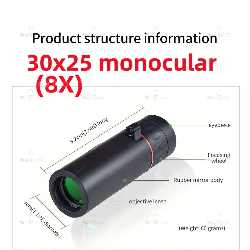 CAOX Leistungsstarkes Mini 10X25 12X30 Monokular-Teleskop HD Tragbare BAK4 FMC Optik Kompaktes Taschenfernglas für Tourismus und Outdoor – Detail 4