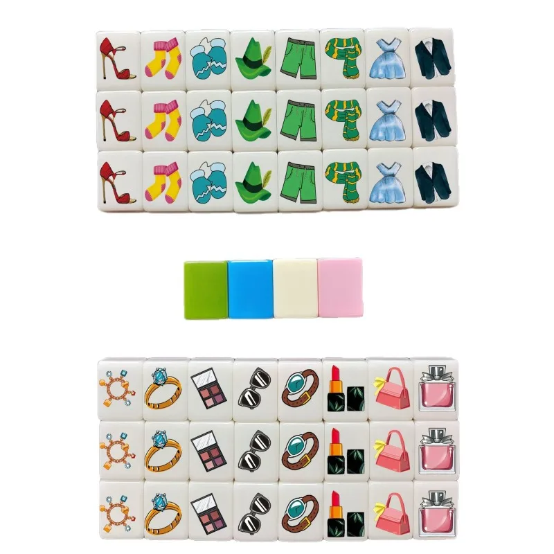 Mainan Edukasi Anak Baru 24mm 48 Ubin Pola Sanrio Hello Kitty Mahjong Blok Gioco Permainan Papan Hewan Laut Dua Pemain