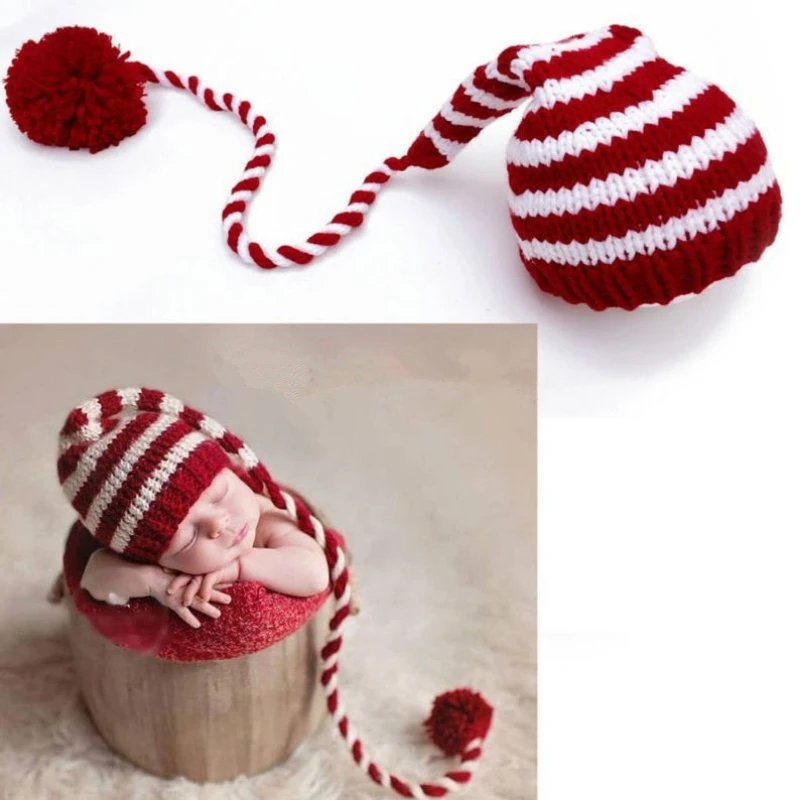 Newborn Christmas Sweater Knitted Hat for Photoshoot Baby X'mas Photography Props Newborn Outfit Photo Accessories