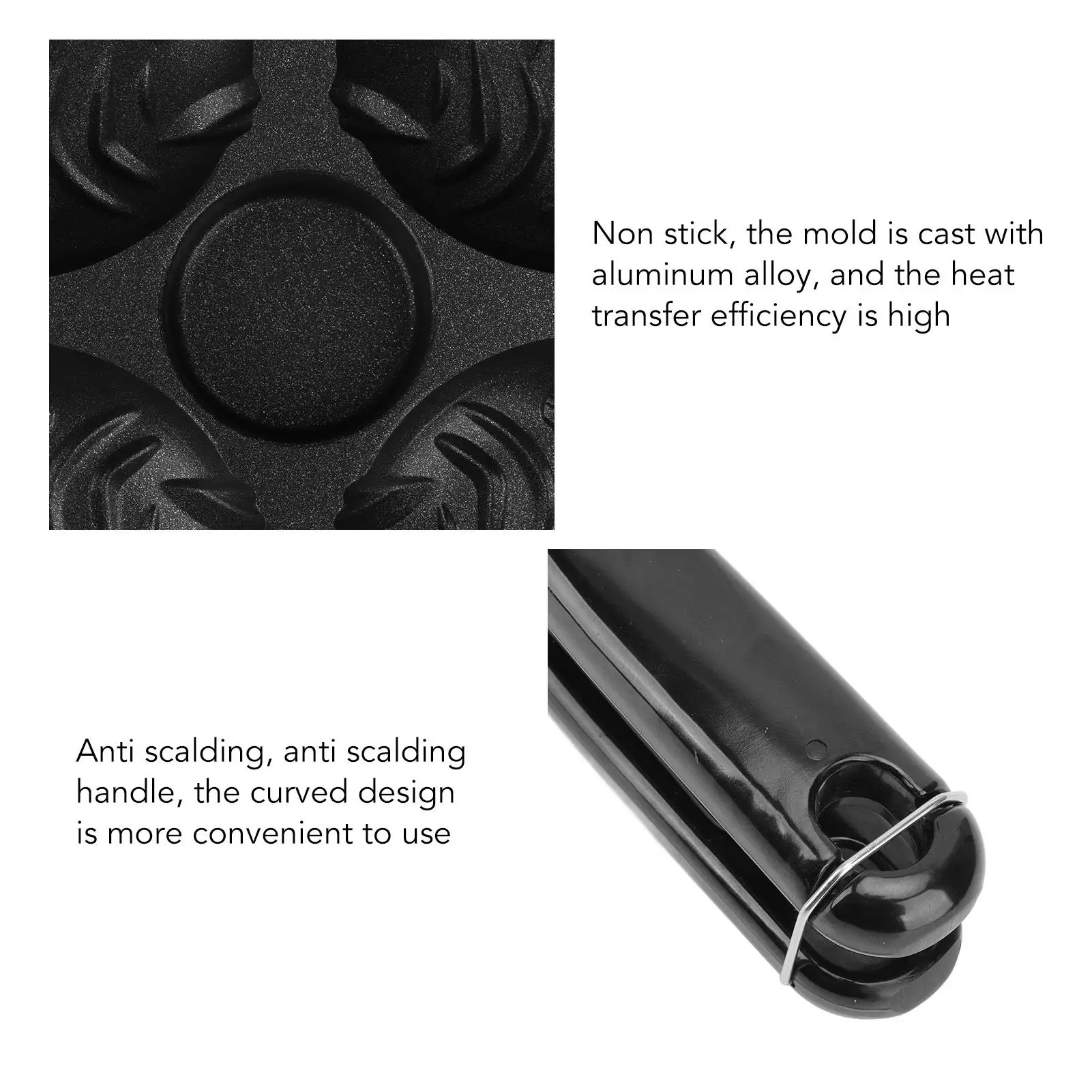 Taiyaki Frypan 4 Grid Non Stick Double Sided Black Handle Aluminium Waffle Maker for kitchen Cooking Tool