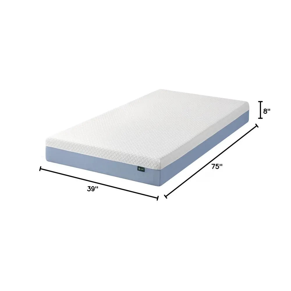 

8Inch Twin Cooling Essential Memory Foam Mattress, White, Medium Feel, Fiberglass Free, Certified Safe Materials