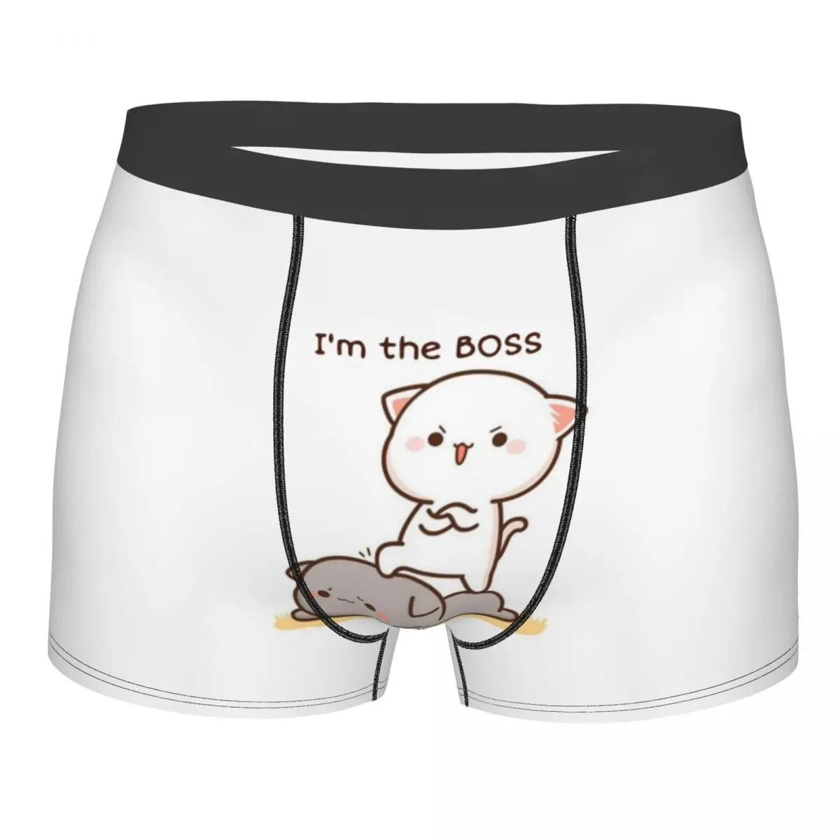 Men\'s Peach and Goma Underwear Cat Humor Boxer Briefs Shorts Panties Homme Breathable Underpants S-XXL