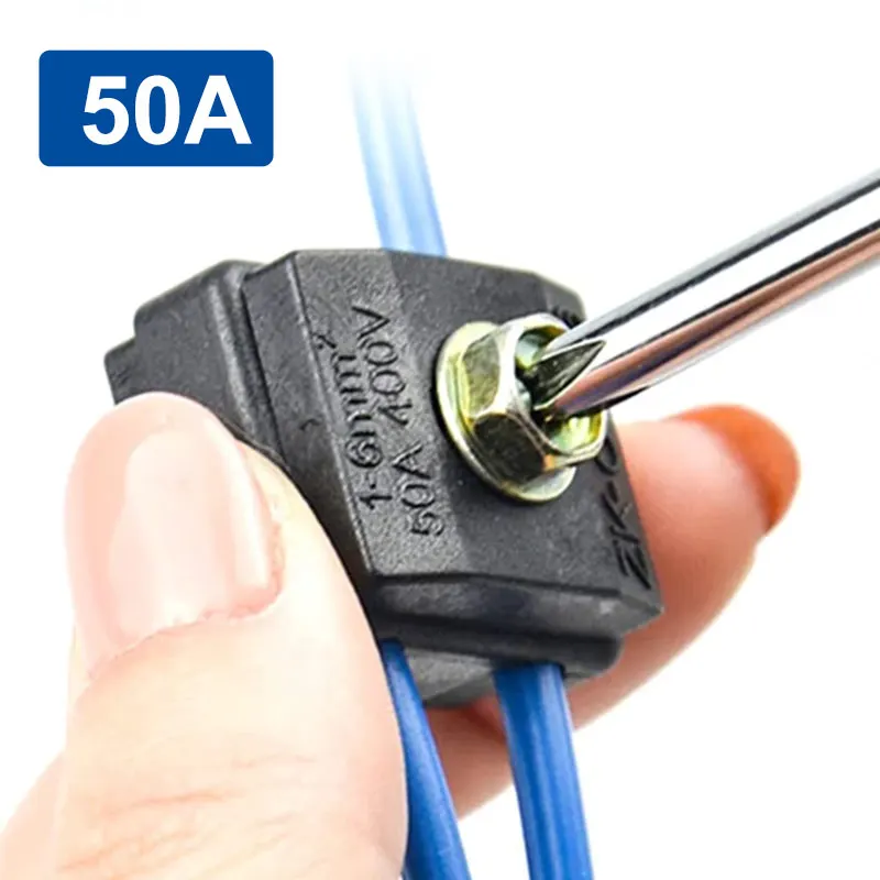 50A Insulated Puncture Wire Clip Break-proof T-shaped Terminal Splitter Wire Clamp Connector Suit for 0.75-6 Square Wire