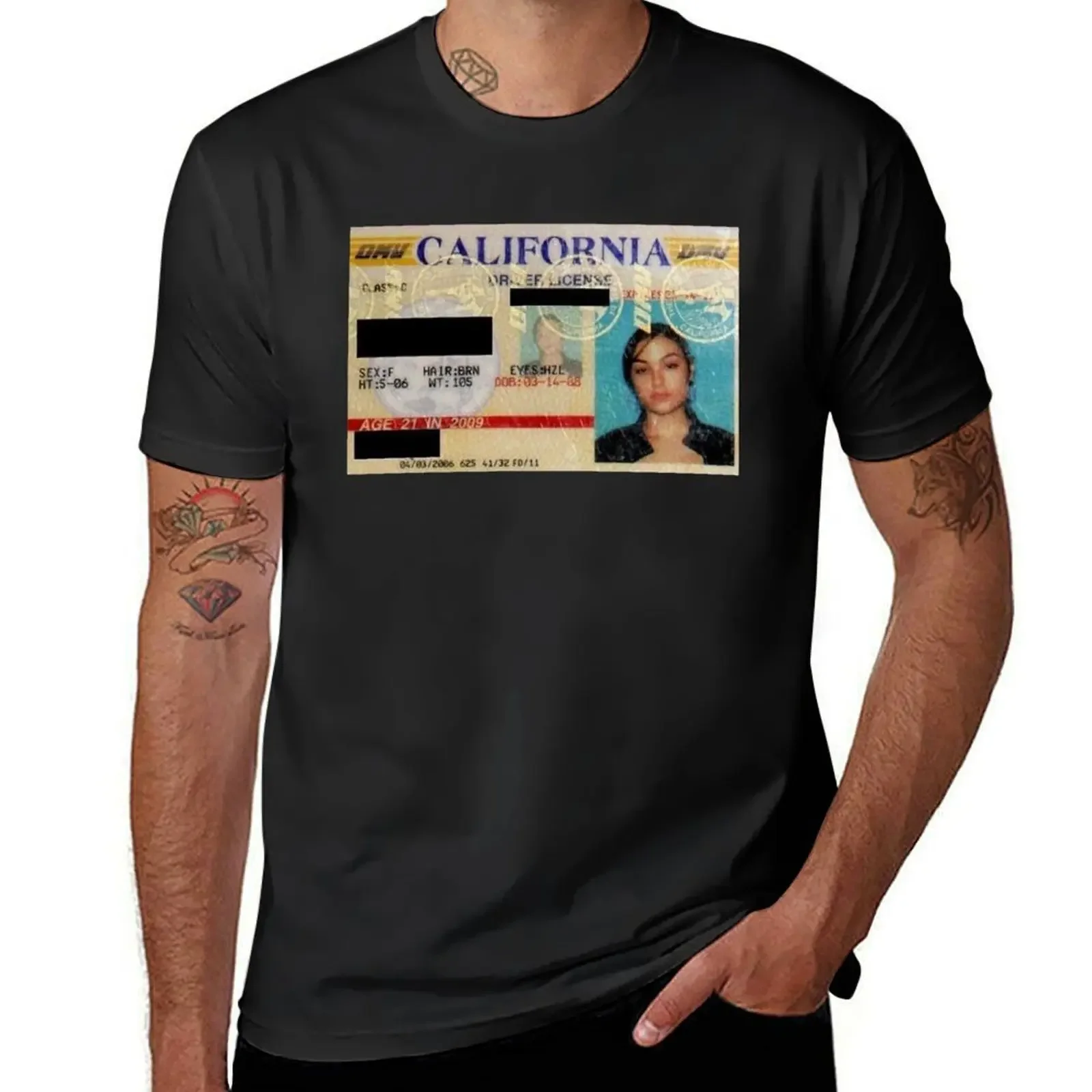 California Driver Licence - Shasa Grey Card T-Shirt affliction shirts summer shirt anime tshirt vintage mens clothes