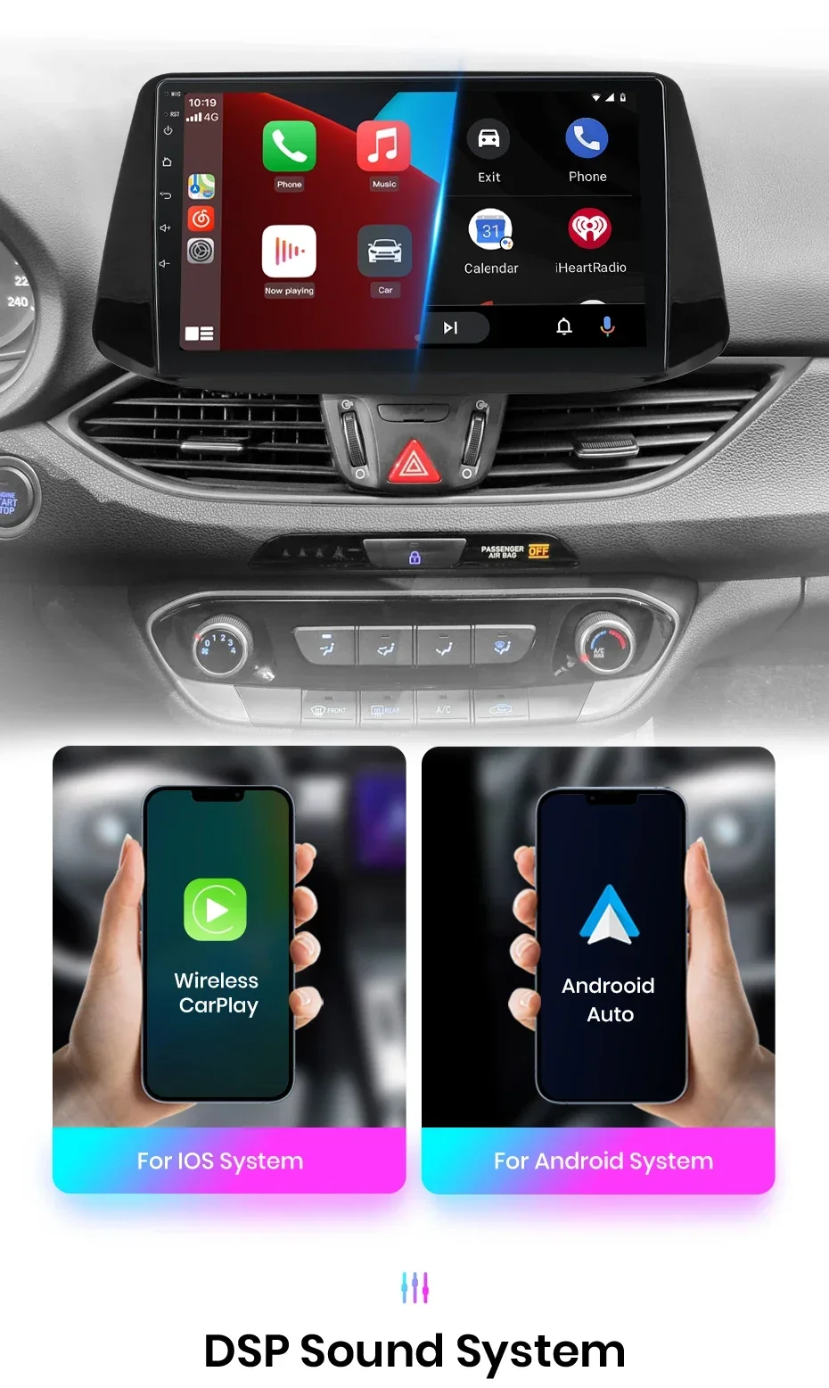 Junsun drahtloses Carplay Android Autoradio für Hyundai i30 Auto intelligente Systeme rds bt dsp 2 din Autoradio – Detail 10