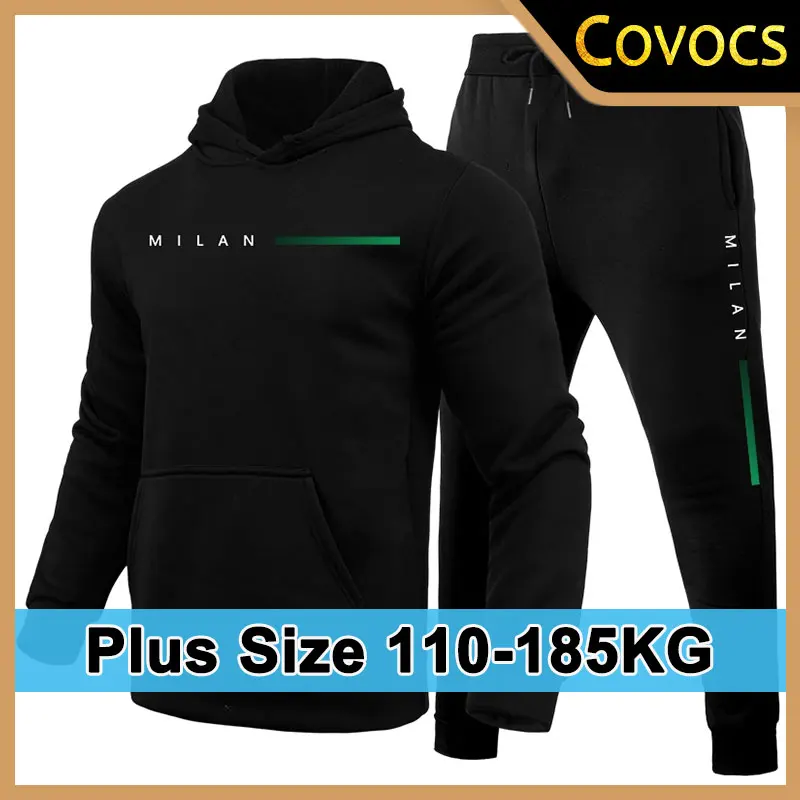 1 ud./2 uds. Sudaderas con capucha de talla grande para hombre, pantalones para correr, Otoño Invierno, traje deportivo informal diario para correr, chándal con capucha para exteriores