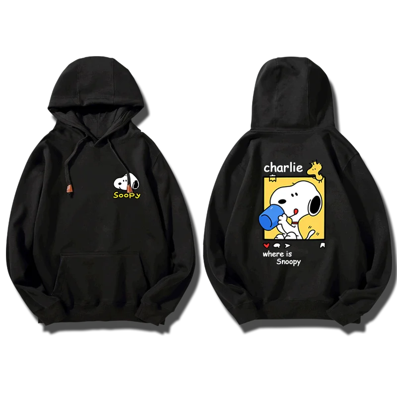 Snoopy cartoon women\'s hooded sweatshirt couple outfit new i sports jacket women\'s hooded pullover sweatshirt trend