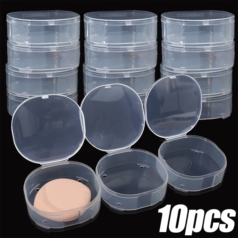 1/10pcs Transparent Square Plastic Boxes Makeup Powder Puff Air Cushion Storage Case Jewelry Diamond Packaging Organize Holder