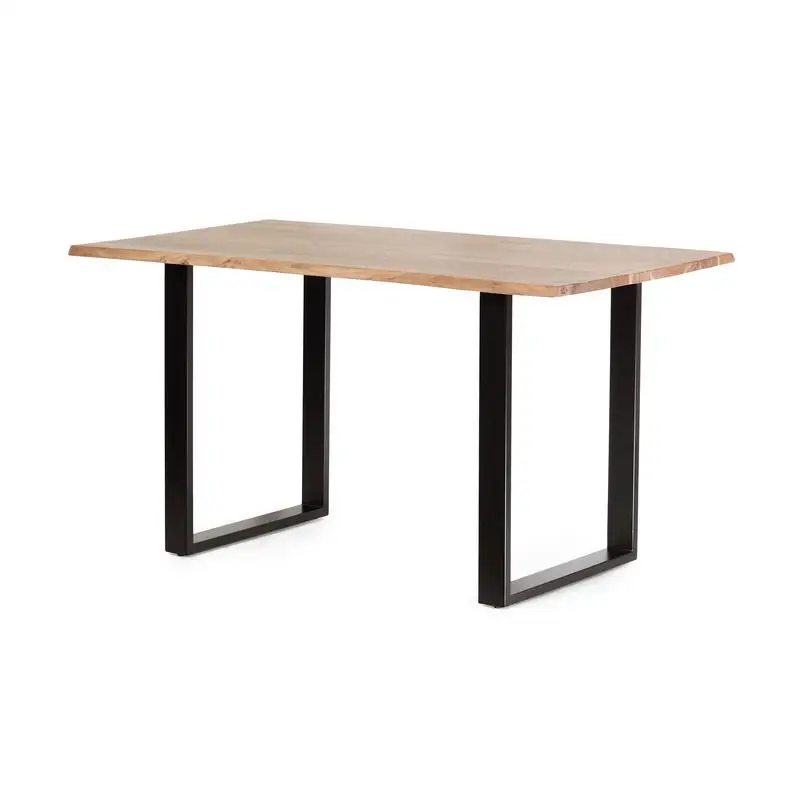 Mesa de jantar preta e natural, 31D x 55W x 30H polegadas
