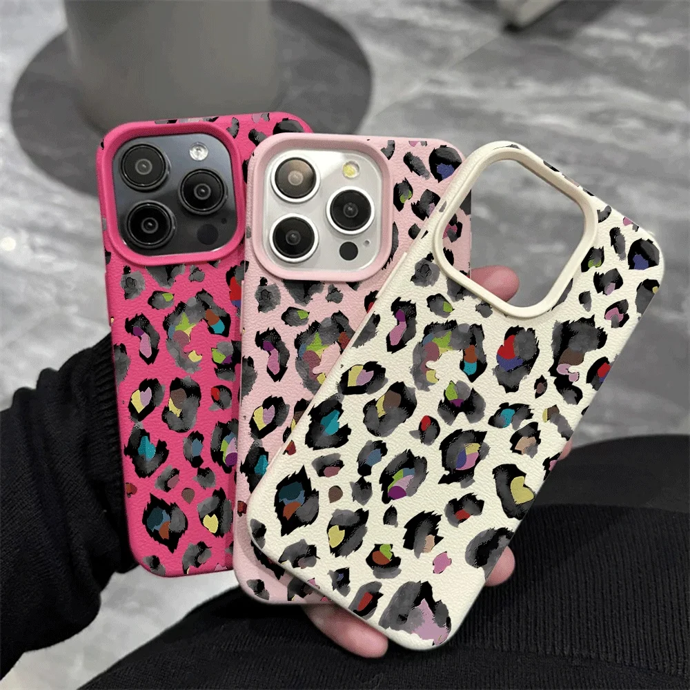 Regenbogen-Leopardenmuster Handyhülle für iPhone 17 16 15 14 13 12 Pro Max 16 15 14 Plus 17 16 15 14 Pro 17Air Silikon Matte Hülle – Detail 4