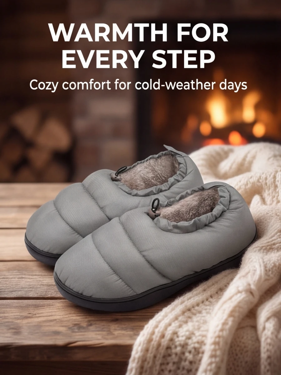 Damen Herren Winter Geschlossene Hausschuhe Wasserabweisendes Obermaterial Kunstfell-Futter Warme Hausschuhe für Drinnen und Draußen Baumwollschuhe zum Hineinschlüpfen – Detail 9