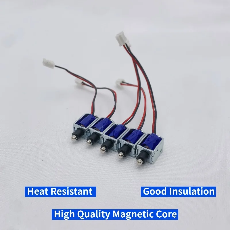 5 unidades de mini cerradura solenoide de CC 5V 12V, válvula electromagnética de 2.6mm de carrera para cargador de vehículos eléctricos, armario de compartición y equipo médico