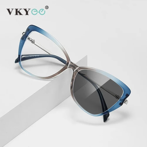 Imagen 2 del producto VKYEE, nuevo estilo, mariposa personalizada, diseño de marco grande, gafas fotocromáticas antiluz azul para mujer, prescripción personalizable