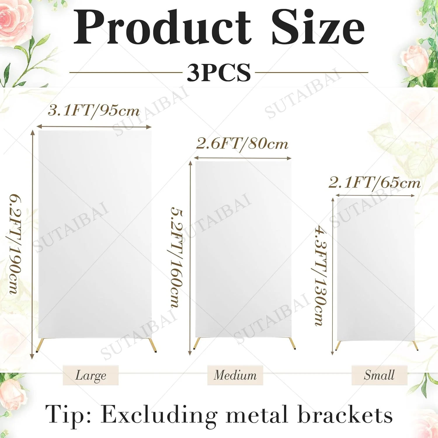 3pcs Wedding Arch Cover Fitted Square Backdrop Cover for Backdrop Stands Spandex Arch for Wedding Birthday Party Decor