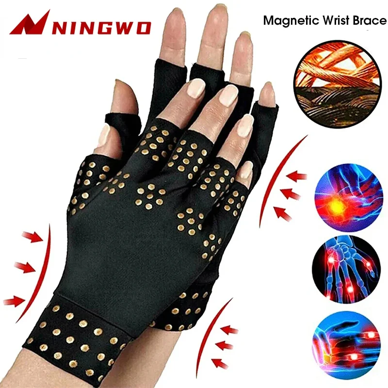 

1Pair Magnetic Anti Arthritis Health Compression Therapy Gloves Rheumatoid Hand Pain Relief Hand Wrist Brace Corrector