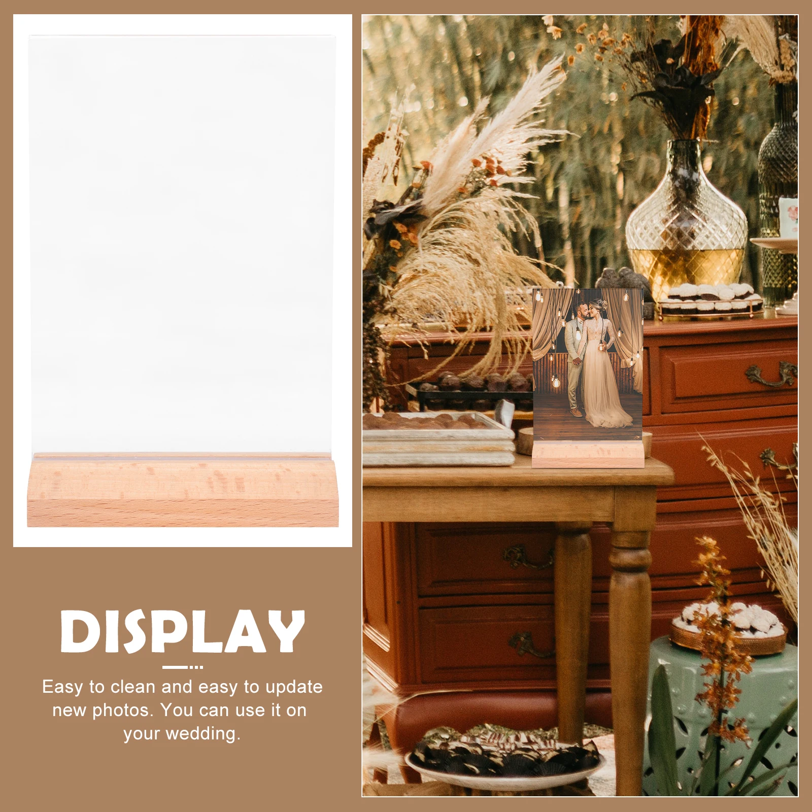 

Clear Showcase Table Sign Holder Display Board for Menu Photo Business Card Desktop Note Clamp Stand