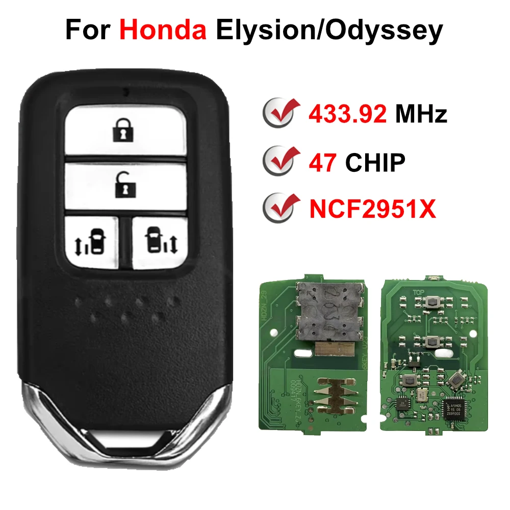 433.92 MHz NCF2951X 47CHIP Chip KR5V2X V42 4 Button Smart Remote Car Key For Honda Odyssey Elysion 2015