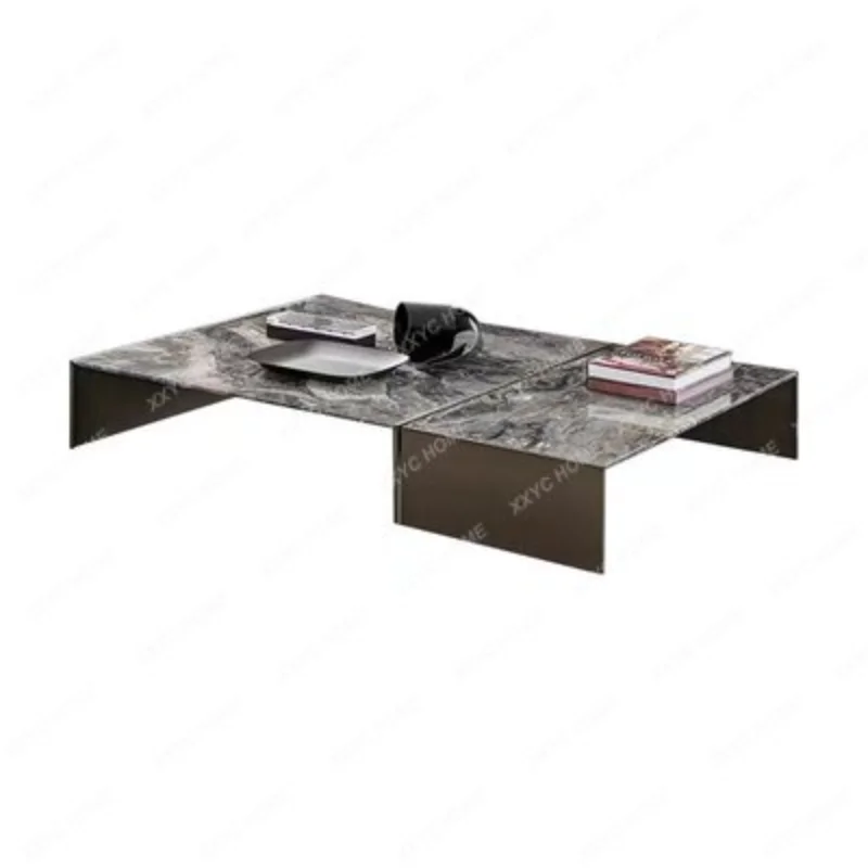 

Light Luxury Stone Plate Coffee Table Modern Small Apartment Home Living Room Combination Rectangular Coffee Table Furniture