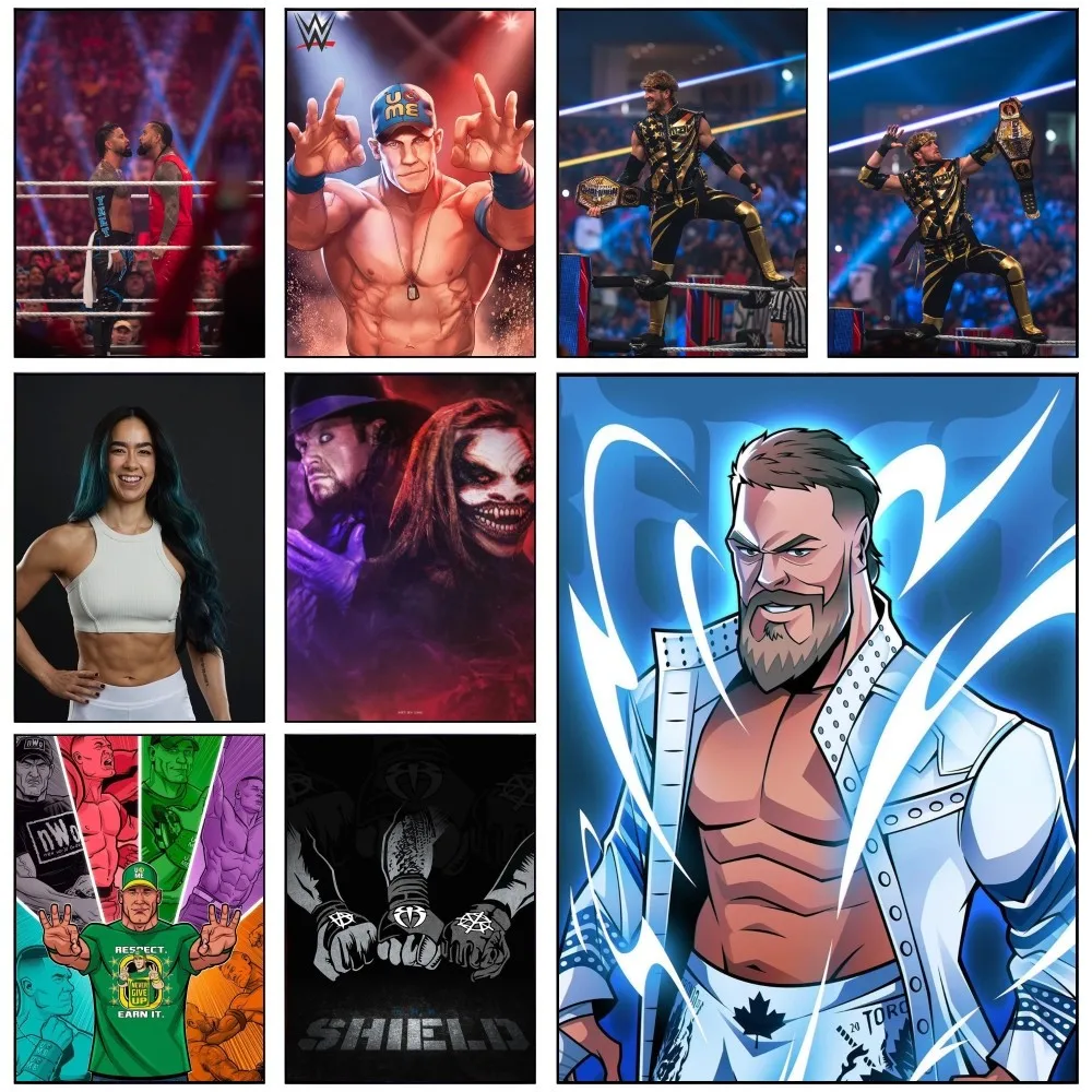 1PC World Wrestling Wwe Poster Self-adhesive Art Waterproof Paper Sticker Coffee House Bar Room Wall Decor