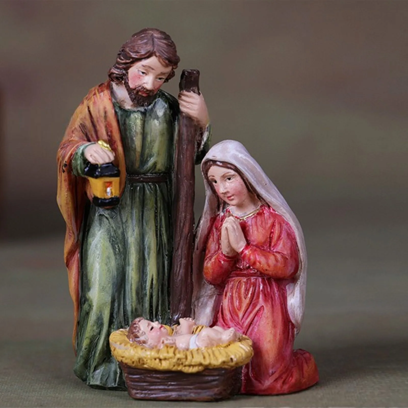 Christmas Nativity Scene Nativity Tabletop Ornament Stable Nativity Set with Lights Holy Family Statue Manger Scene Home Decor