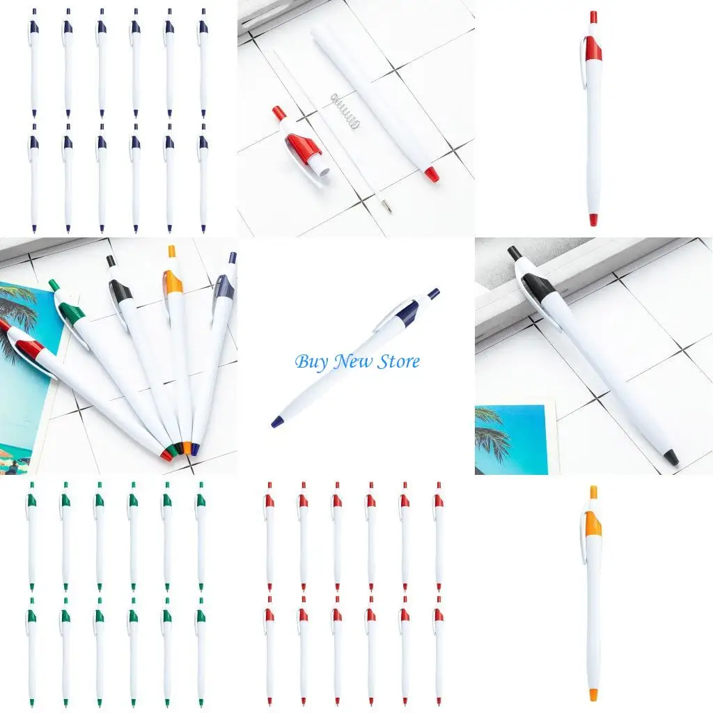 

20CE 12Pcs Office Signing Pen Retractable Ballpoint Pen with Pen Clip, Plastic Ballpoint Pen Write Smoohtly for Office