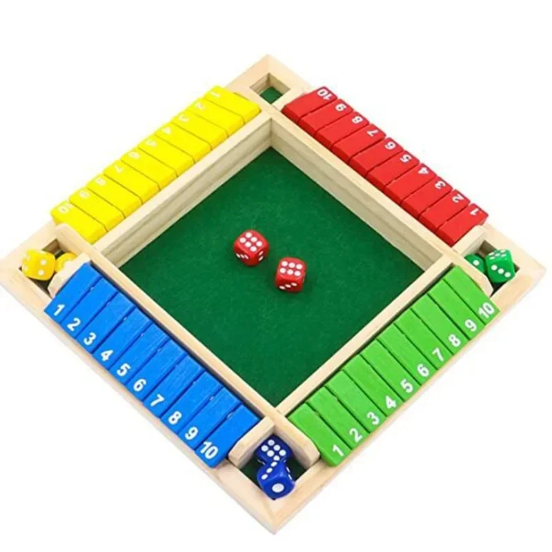 Children's Puzzle Flip Classic Digital Board Game Party Table Math Dice Box Board Game Wooden Dice Arithmetic Flip Game