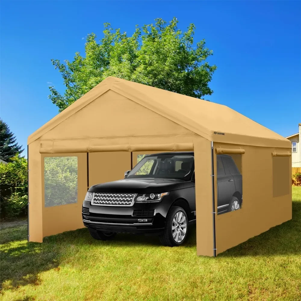 OUTFINE Carport CanAmendments, RapDuty Boat Car, Garage avec parois latérales parfaites et fenêtres ventilées enroulables, 12x20 FT