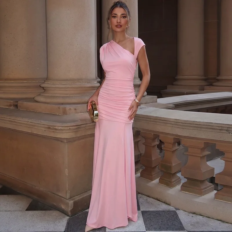 

Tsiisd Slim Women's Premium Maxi Dress Hollow-Out Pleats Elegant Luxury Evening Gown Summer Party Gala Fashion Female Dresses