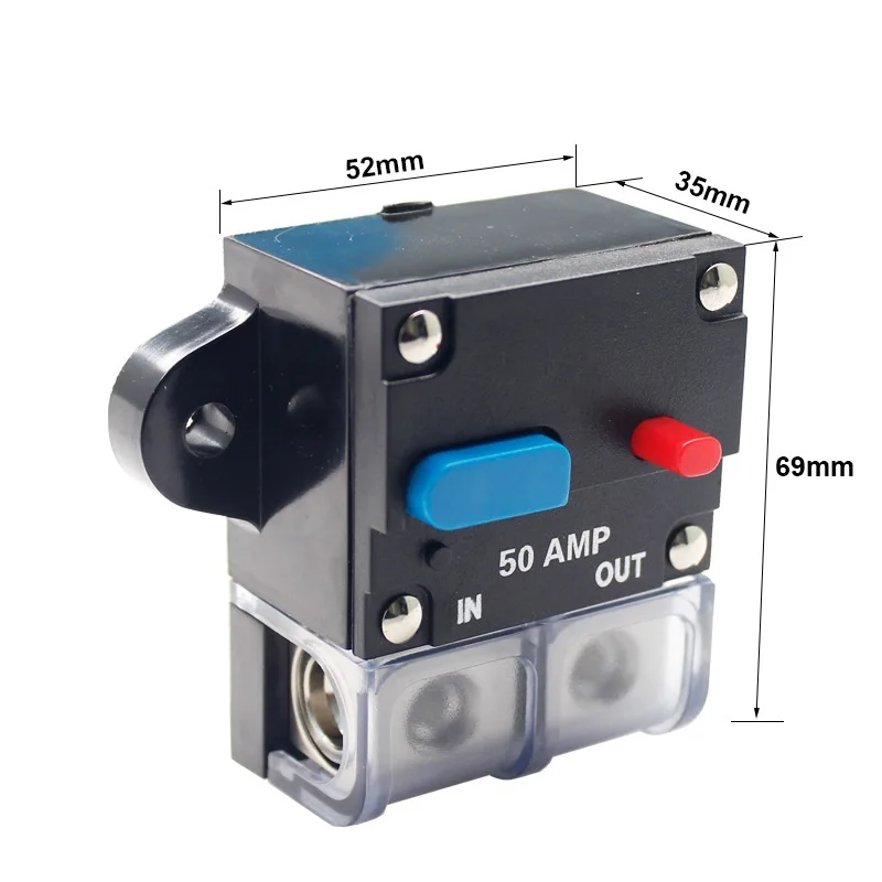 50A 60A 80A 100A 150A 200A 250A 300A Resettable Circuit Breaker 12V-48V Self Recovery Manual Reset Button for Car Audio