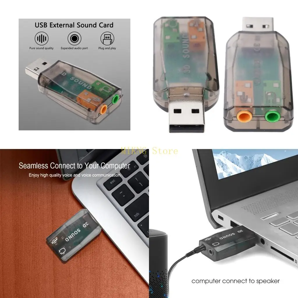 3D Sound Card Mini External USB to 3.5mm Mic Microphone Headphone best sale