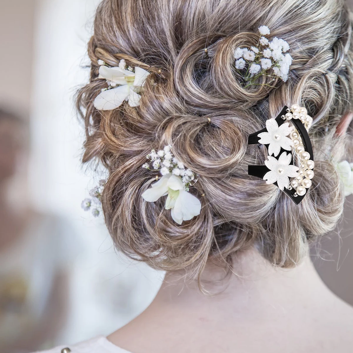 

Заколка с жемчужным цветком вишни, черная U-образная китайская заколка для волос для женщин, декоративный аксессуар для волос в древнем стиле, инструмент для укладки волос