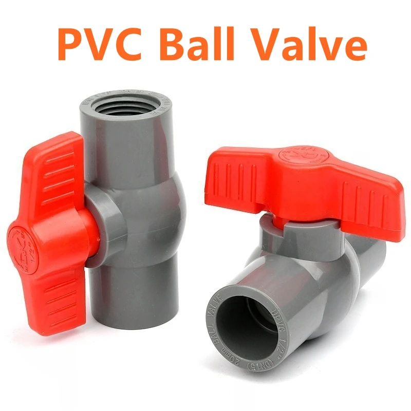 1PC 1/2''-2'' Female Thread PVC Ball Valve Fish Tank Joint Aquarium Connectors Water Supply Fittings Irrigation Accessories