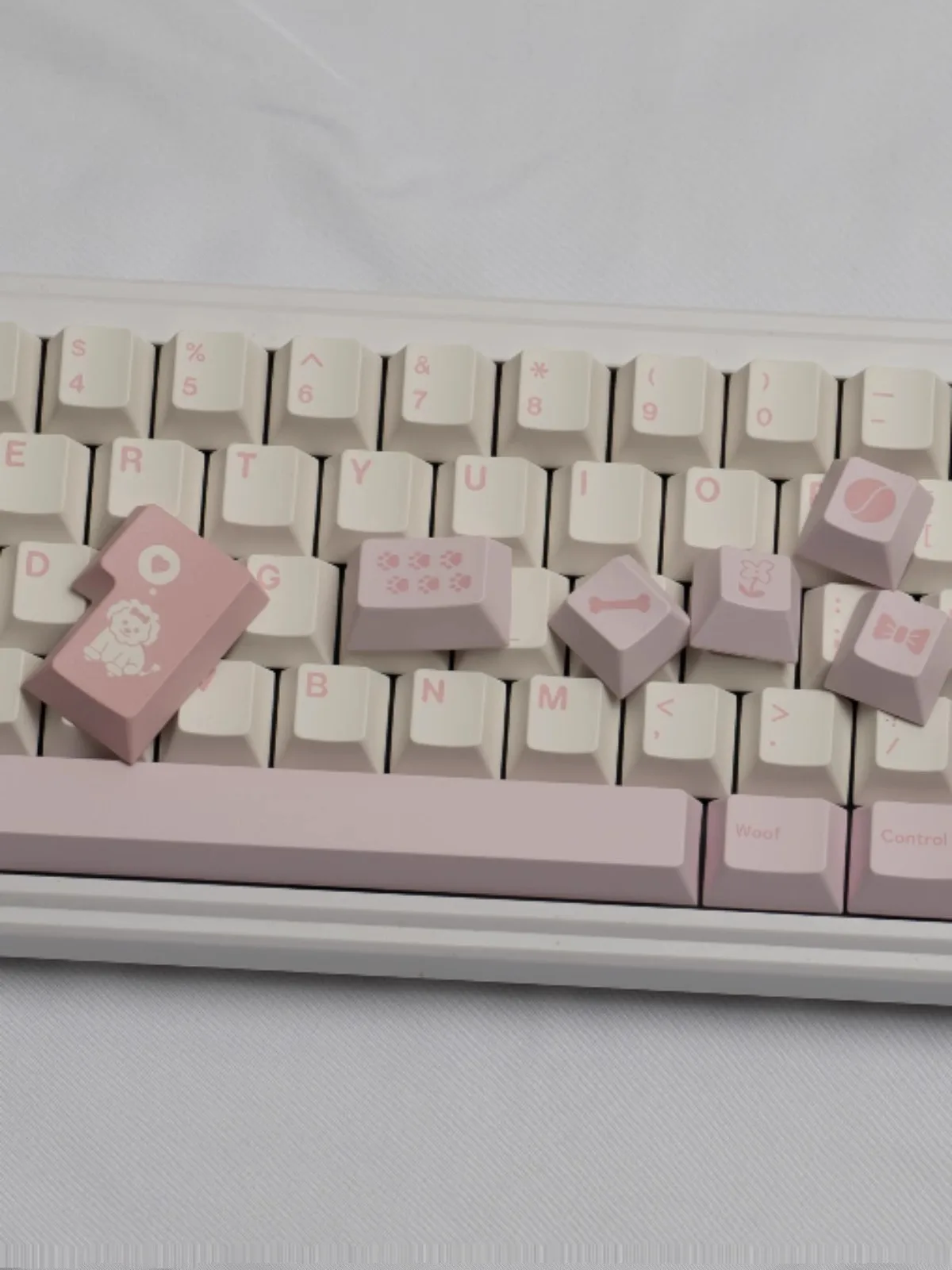 PinkPoodle powder dog PBT, Teclado mecánico de sublimación térmica de cinco lados, juego personalizado de 177 teclas