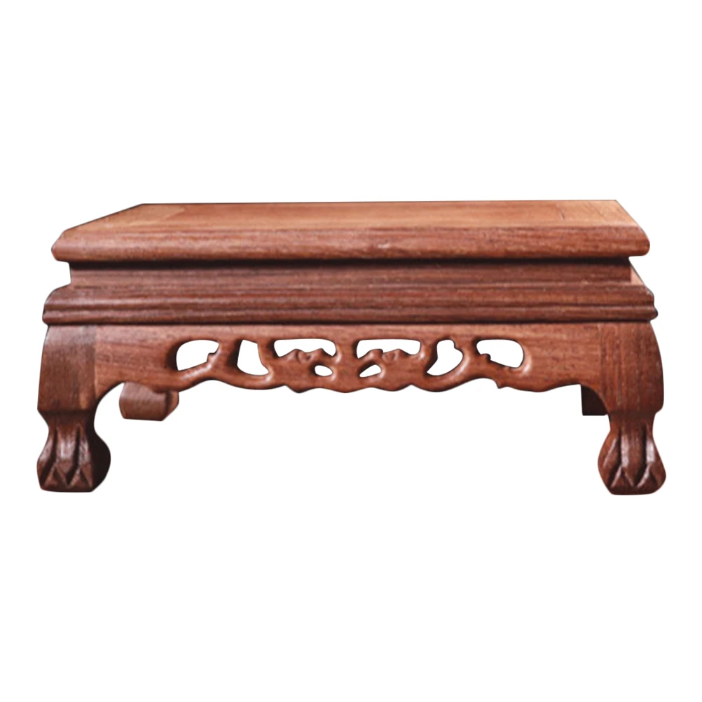 

Chicken Wings Wood Base Vase Display Rectangular Chinese Carved Bonsai Pedestal Ornamental Stone Stand