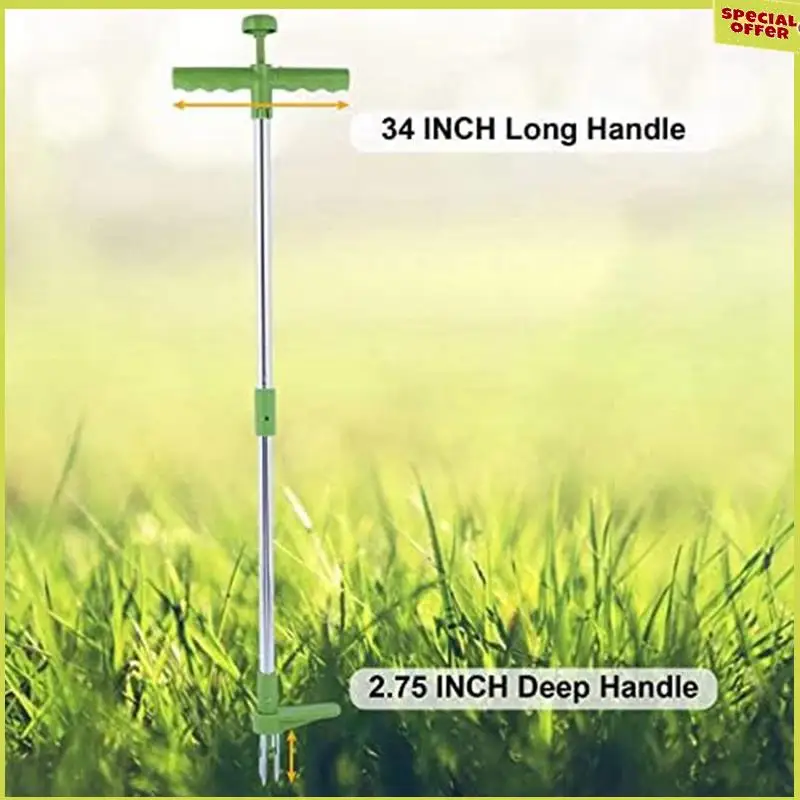 A34r ferramenta extrator de ervas daninhas manual ferramenta de capina + alça longa levante-se ferramenta de capina de jardim resistente para jardim
